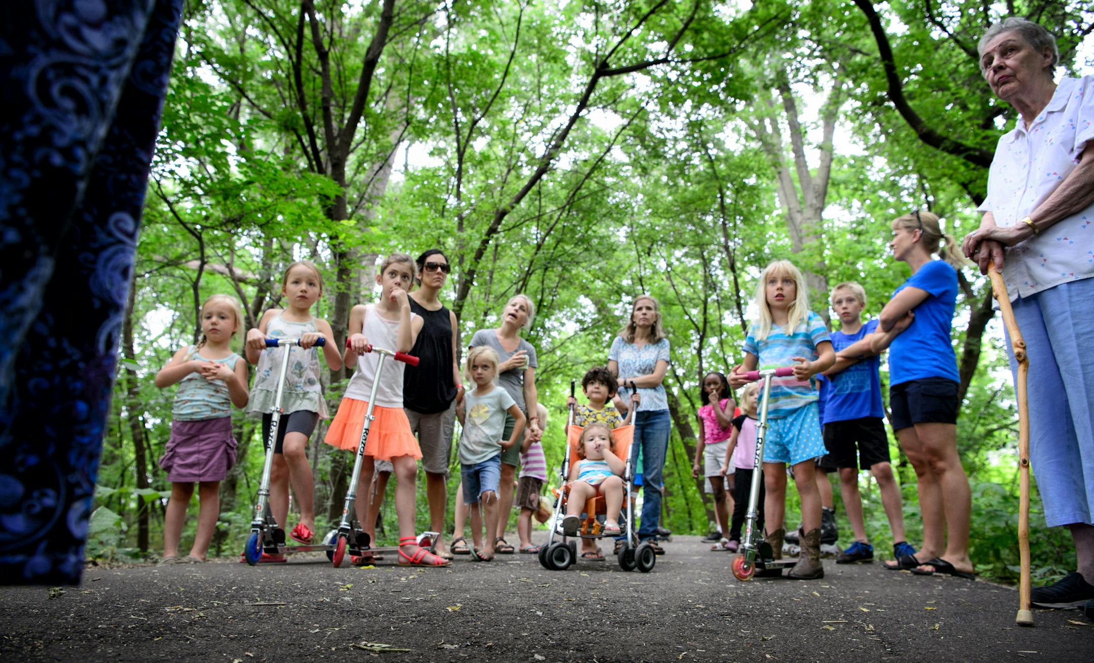 Neighbors gathered on a trail in Veterans Park to voice opposition to the Veterans Park bandshell. ] GLEN STUBBE * gstubbe@startribune.com Tuesday, July 5, 2016 After five years of dashed hopes, city officials and music fans in Richfield are again resurrecting their bid for a bandshell in Veterans Park. The $500,000 project has re-emerged after bids came in $60,000 over budget last summer. Many challenges have surfaced since 2011 when the bandshell was first proposed, from environmental and nois