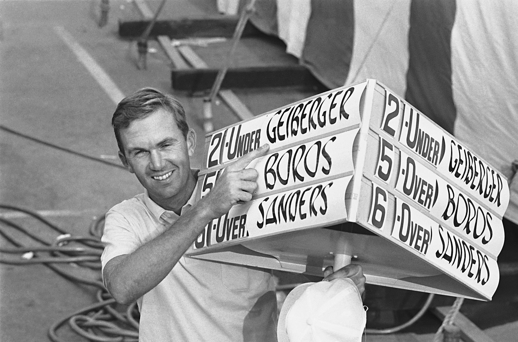 in 1966, Al Geiberger showed off his third-round score on his way to winning the PGA Championship. Eleven years later, he became the first person to shoot a 59 in a PGA-sanctioned event.