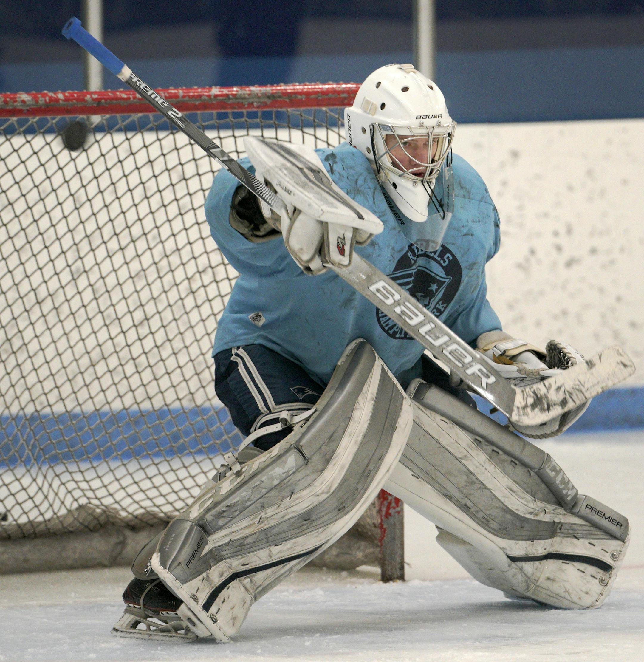 Champlin Park senior goalie Brennan Boynton. BRIAN PETERSON &#xa5; brian.peterson@startribune.com
Brooklyn Park, MN Monday, January 14, 2019