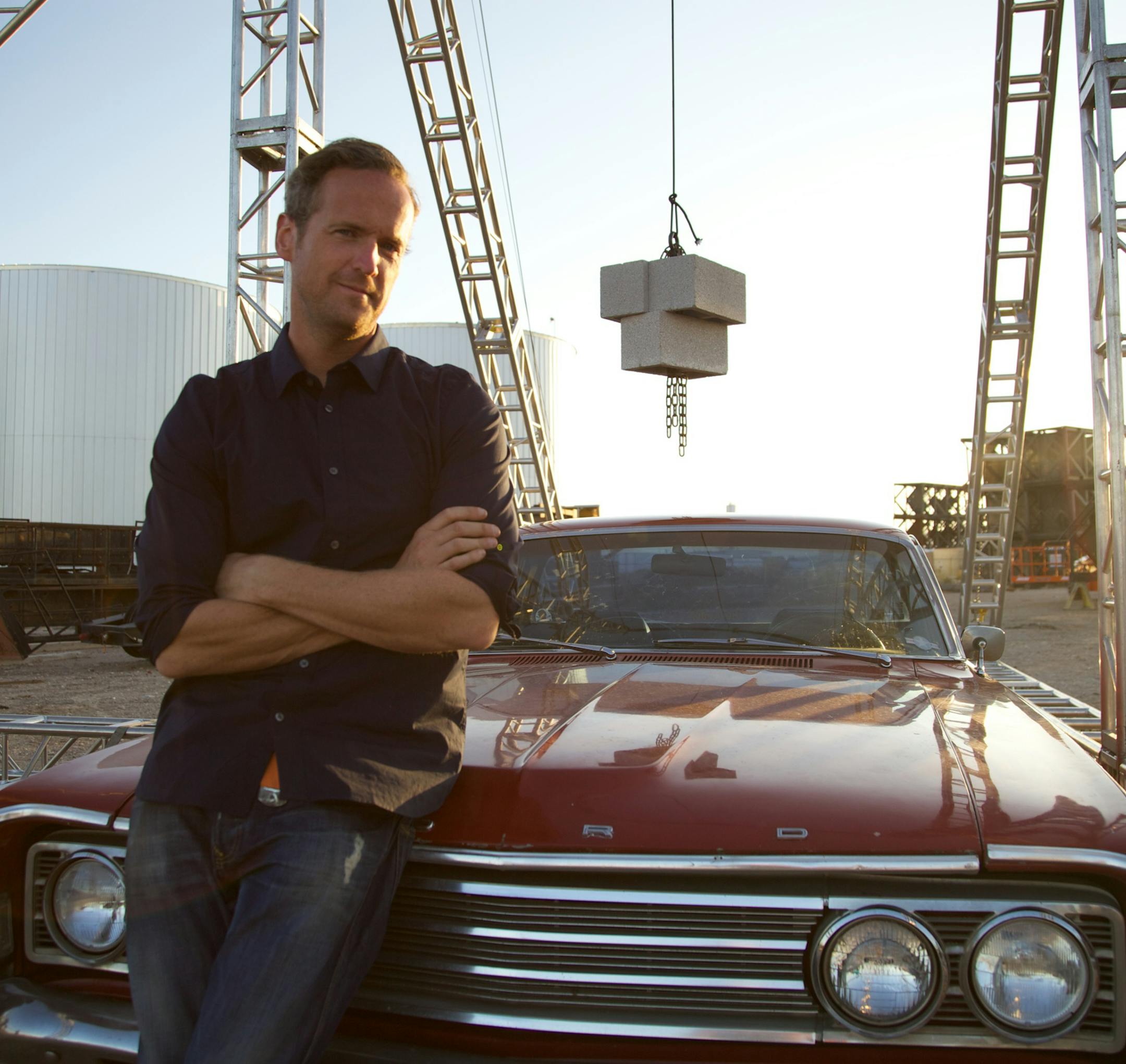Los Angeles, CA, USA: As the sun goes down, Tim Shaw stands guard after another successful science stunt. (Photo Credit: National Geographic Channels) ORG XMIT: Renegade Pictures