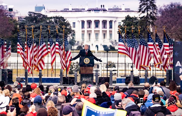 President Donald Trump addressed supporters outside the White House in Washington, hours before rioters stormed the Capitol building, Jan. 6, 2021. 