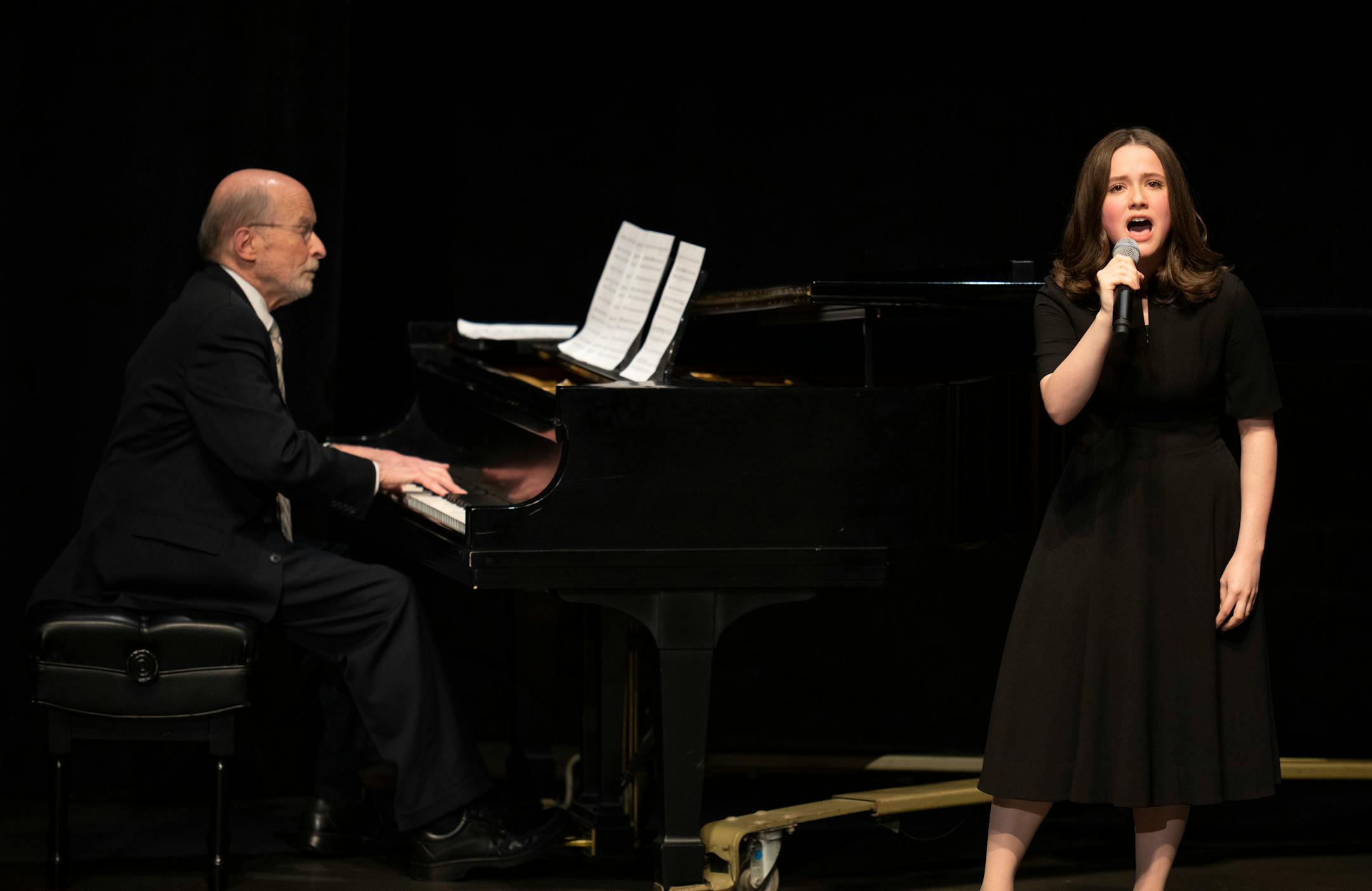 With Philip Brunelle on the piano, Lillian Hochman sang "Tomorrow" from the musical "Annie" during a memorial service Sunday for former Vice President Walter Mondale.
