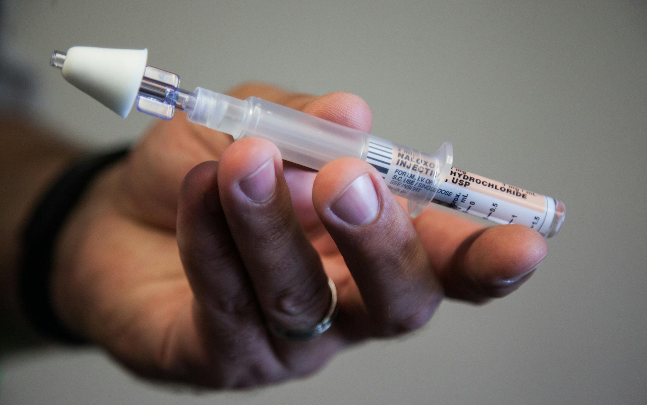 Sergeant Matther Steffens holds a Narcan kit which he was recently equipped with. Hennepin County Sheriff's office became the first law enforcement agency in the state to outfit itself with the heroin antidote on August 1. The Star Tribune, Shelly Yang