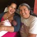 Laura Perez with a client and baby at a birth center in January 2021. 
