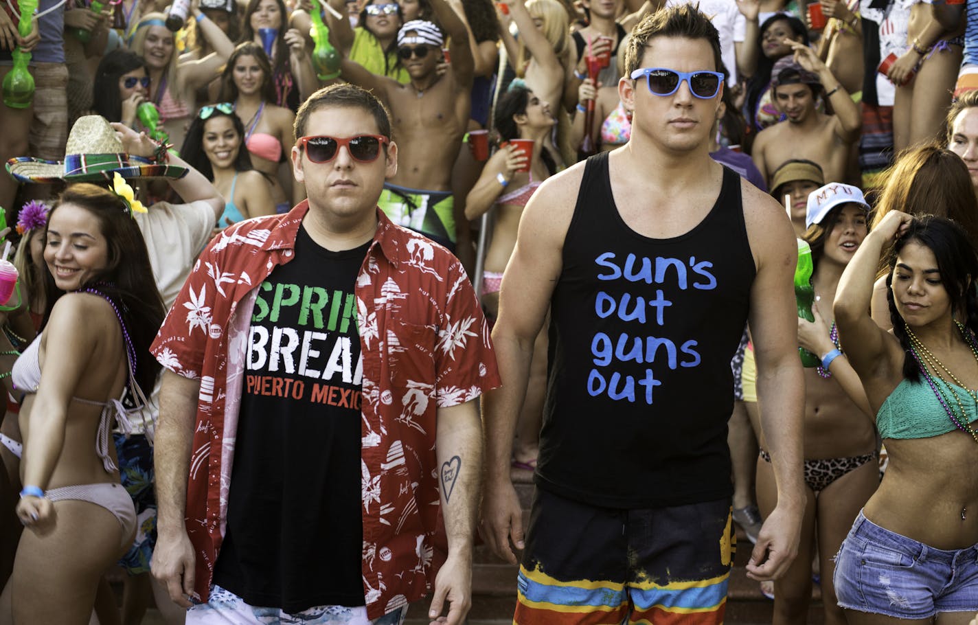 This image released by Sony Pictures shows Jonah Hill, left, and Channing Tatum in Columbia Pictures' "22 Jump Street." (AP Photo/Sony Pictures, Glen Wilson) ORG XMIT: MIN2014061114262860