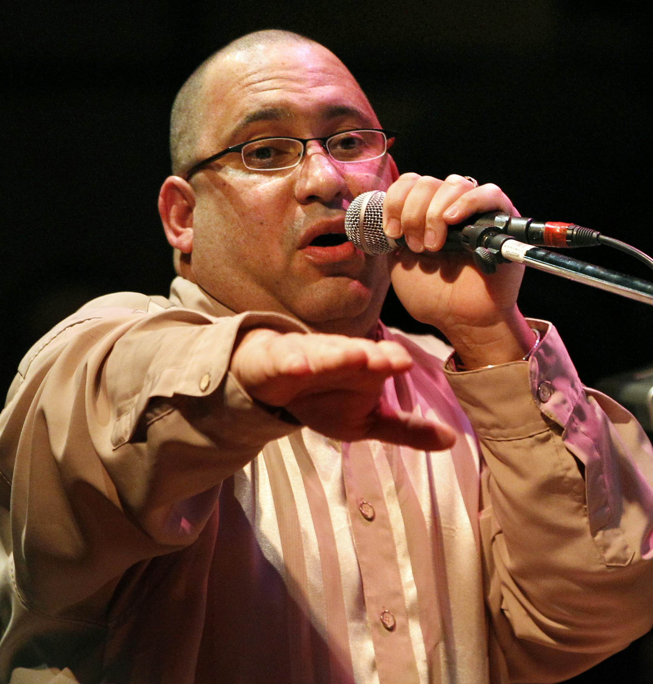 TOM WALLACE • twallace@startribune.com Assignments #20016728A_ Feb 25, 2011_ SLUG: locals02xx_ Nachito Herrera, Cuban born Jazz pianist, played two long sets for the local Dakota Jazz Club crowd _ IN THIS PHOTO:] Nachito Herrera, Cuban born Jazz pianist, played two long sets for the local Dakota Jazz Club crowd. His Band included Yohannes Tona, Bass, Raul Pineda, drums, Guest Rolando Alvarado, Congas and his daughter Mirdalys Herrera working her vocals.