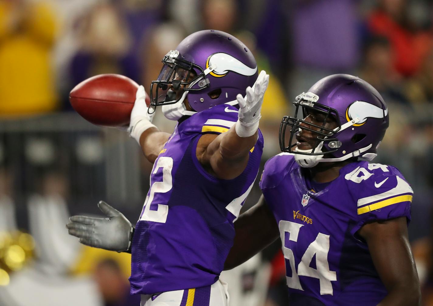 Rookie Willie Beavers (64), a fourth-round pick from Western Michigan whom the Vikings initially cut after training camp, became the sixth Vikings offensive tackle to see playing time this season.