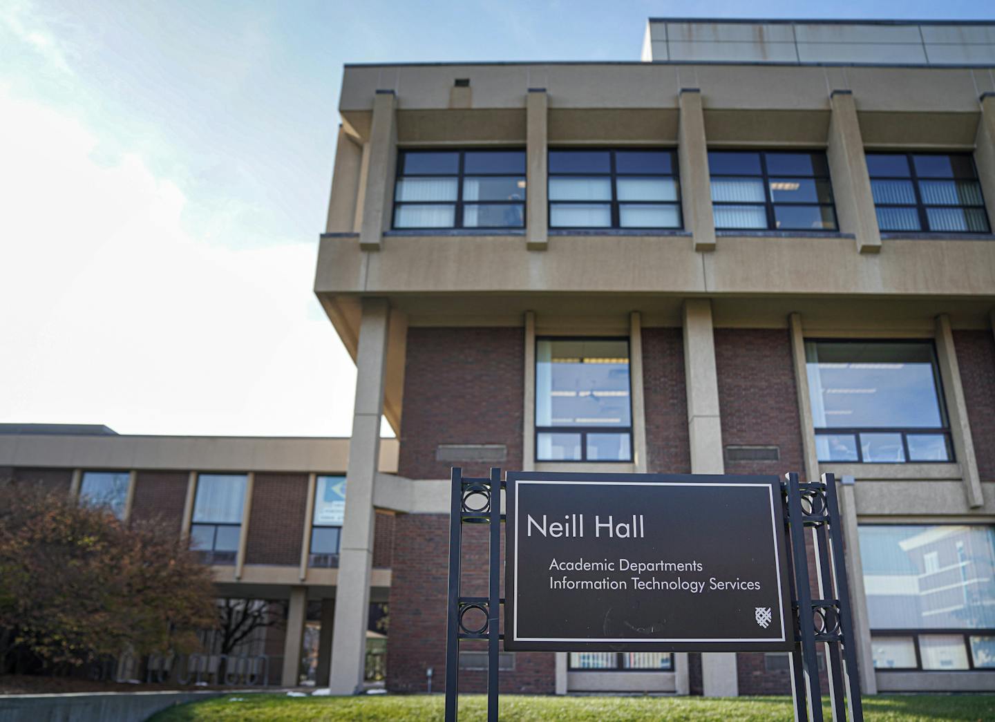 The naming of Neill Hall, the Arts and Humanities Building at Macalester, is now under fire, because it's named after a man that had some writings perceived to be racist. ] GLEN STUBBE &#x2022; glen.stubbe@startribune.com Friday, November 15, 2019 The naming of Neill Hall, the Arts and Humanities Building at Macalester, is now under fire, because it's named after a man that had some writings perceived to be racist.