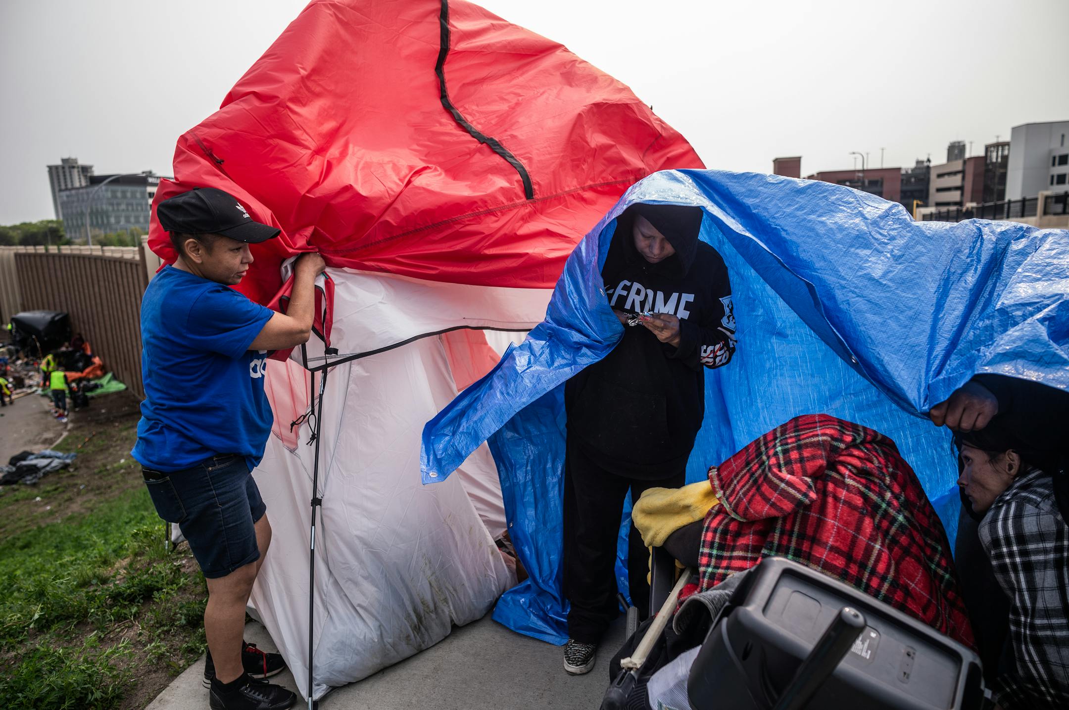 Homeless individuals struggle with addiction as the city of Minneapolis clears out an encampment of the 2700 Block of Second Avenue South in Minneapolis.