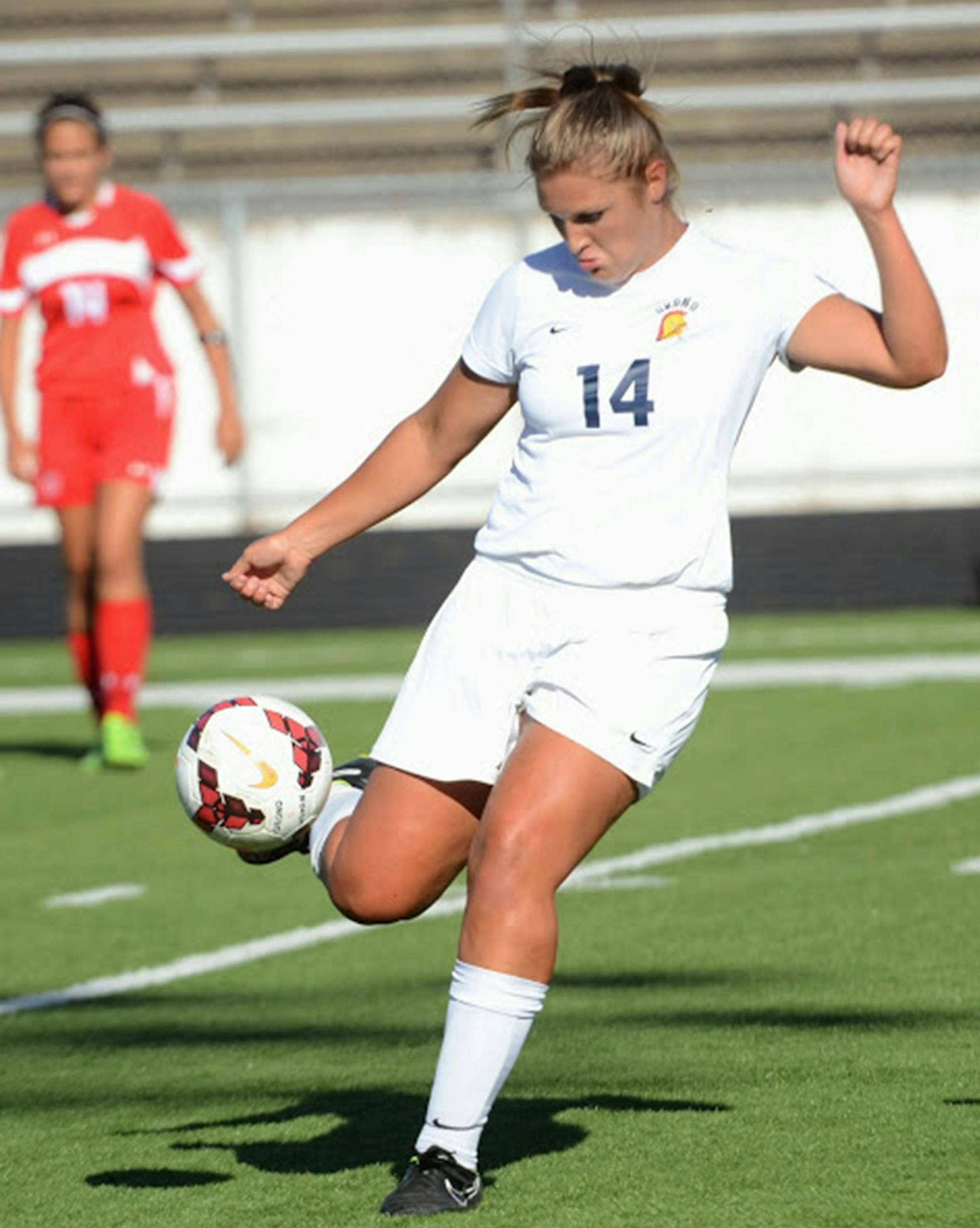 Sophie Babo (14) of the Orono girls' soccer team (2014). Photo by Mike Bash