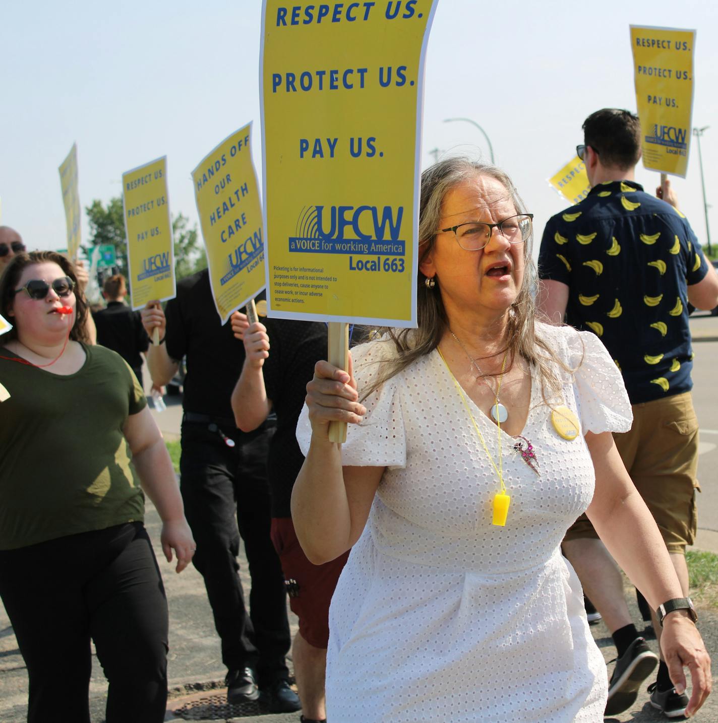 Lunds &amp; Byerlys union employees conducted an informational picket outside the Eden Prairie store on June 9.