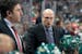 Minnesota Wild head coach Mike Yeo directs the team during a break in action during the third period against Calgary last month.