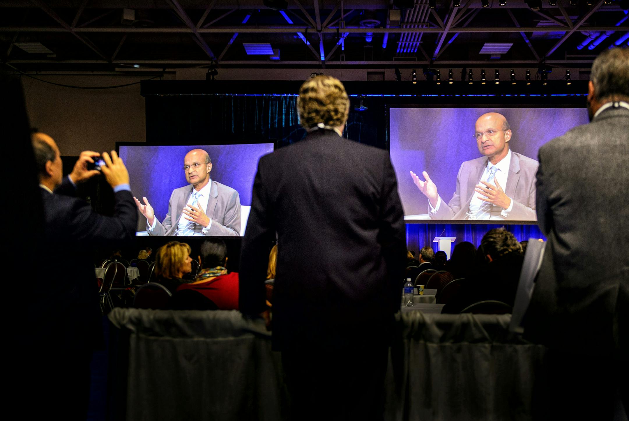 Medtronic CEO Omar Ishrak spoke at LifeScience Alley's one-day conference in the Minneapolis convention center. ] GLEN STUBBE * gstubbe@startribune.com
