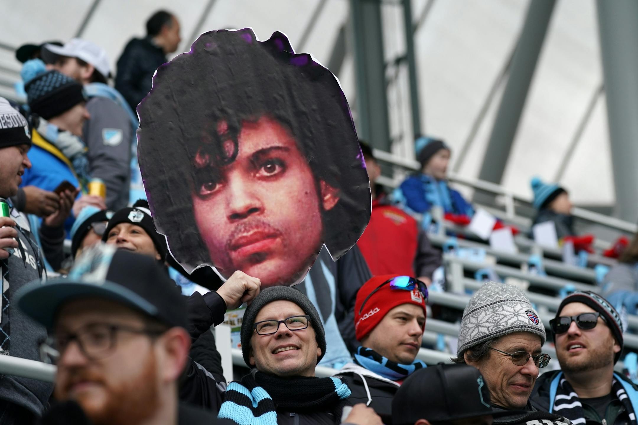 Minnesota United fan Tom Kremer of Minneapolis made sure Prince was represented at Saturday's home opener against New York City at Allianz Field. "He put Minnesota on the map," said Kremer.