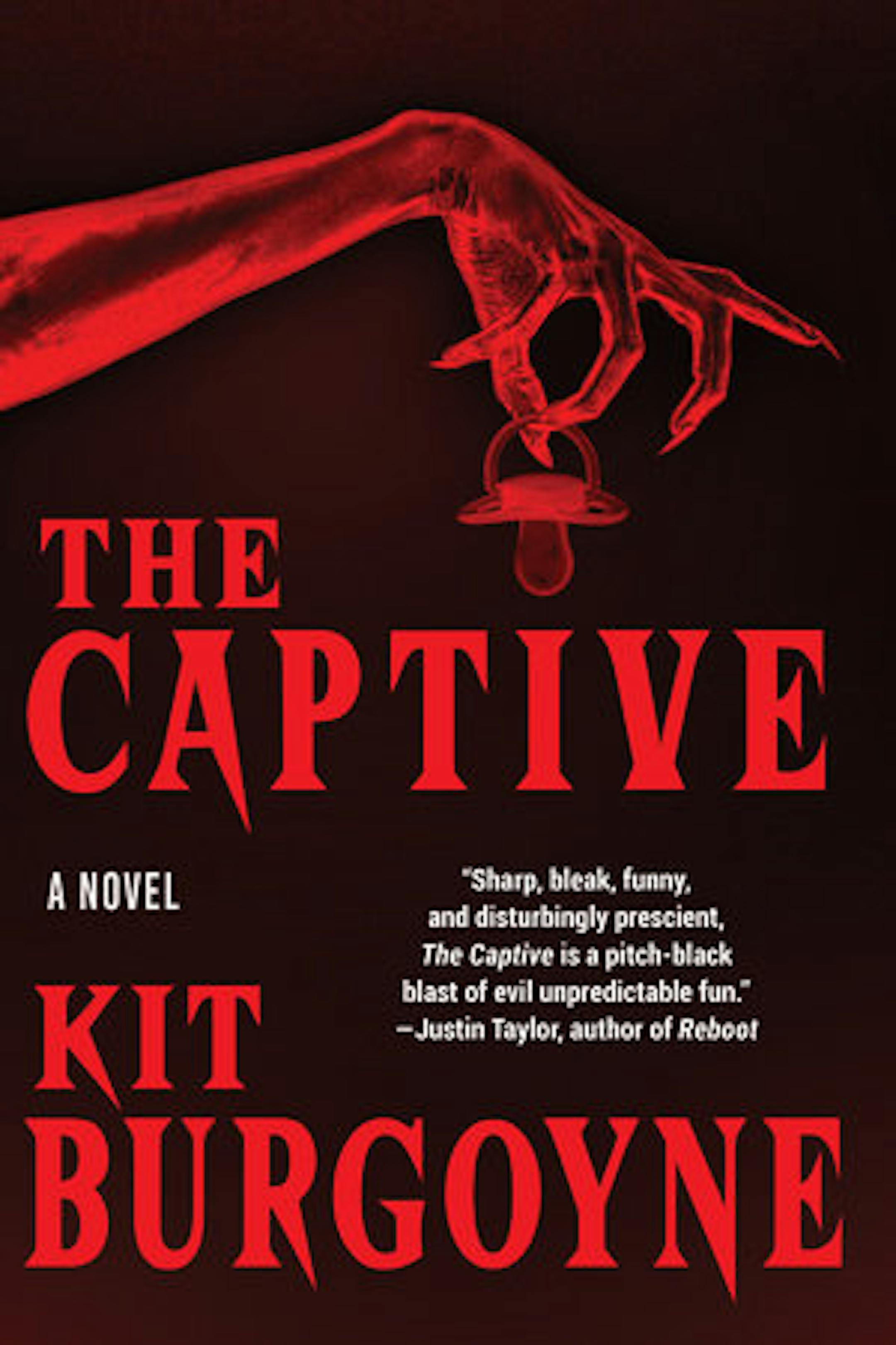 black cover of The Captive features an image of what appears to be a demon's hand, holding a pacifier