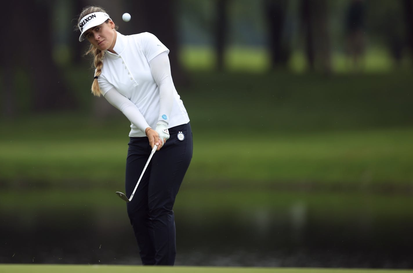 Hannah Green hit a chip shot on 12 during the final round of the KPMG Women's PGA Championship at Hazeltine National Golf Club Sunday June 23 2019 in Chaska, MN.