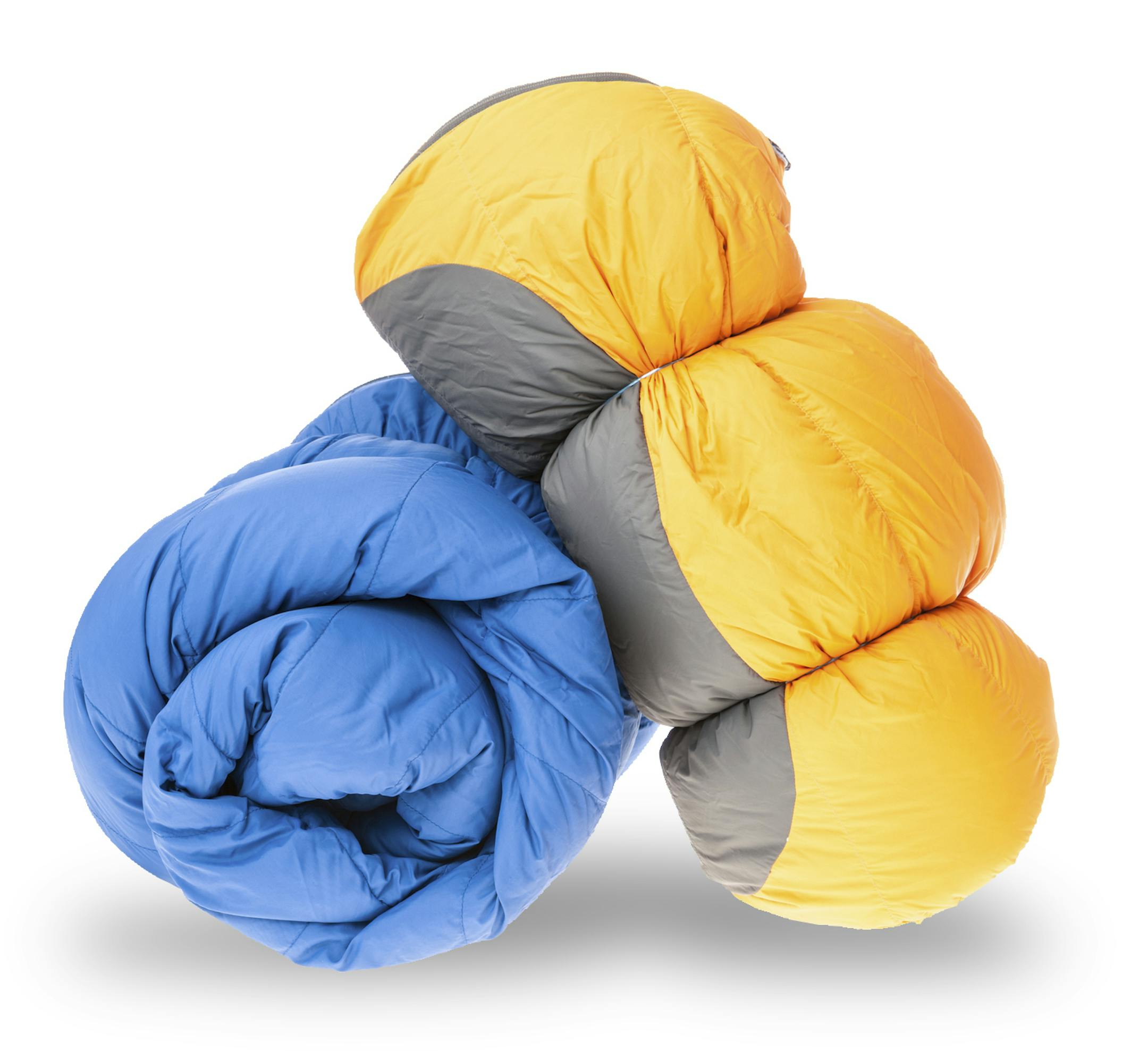 Two sleeping bags, with pure white surround.