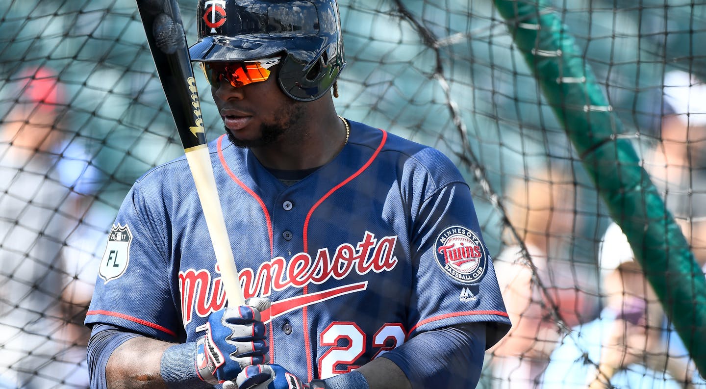 Minnesota Twins third baseman Miguel Sano (22) during batting practice Sunday. ] AARON LAVINSKY &#xef; aaron.lavinsky@startribune.com Minnesota Twins players took part in the first full squad workout of Spring Training on Sunday, Feb. 19, 2017 at CenturyLink Sports Complex in Fort Myers, Fla.