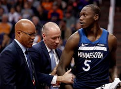 Wolves center Gorgui Dieng left the court after being ejected following an altercation with the Suns' Devin Booker during the second half Tuesday.