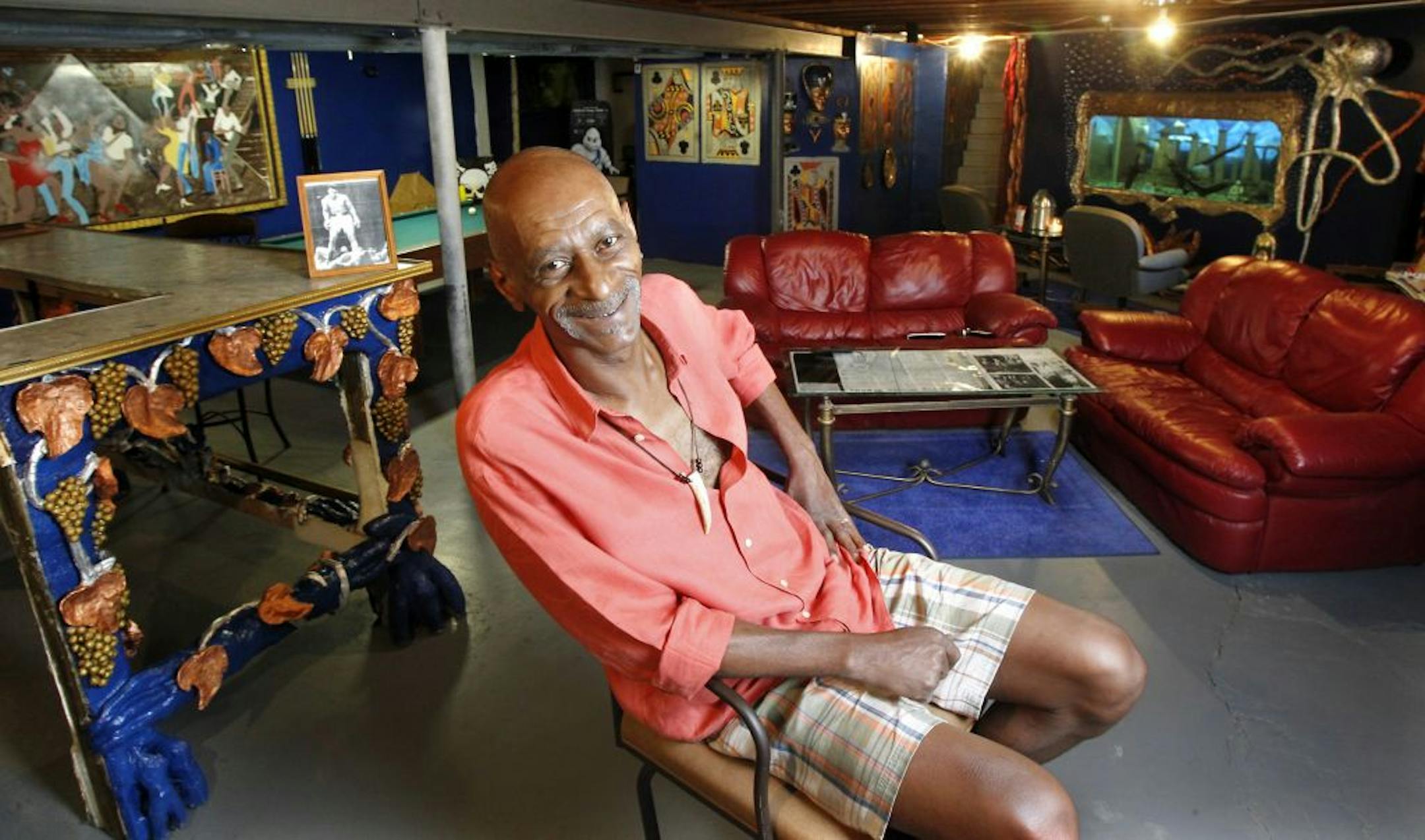 Bruce Hubert of Kansas City, Mo., has created an elaborate man cave for himself, designing and creating its decor.