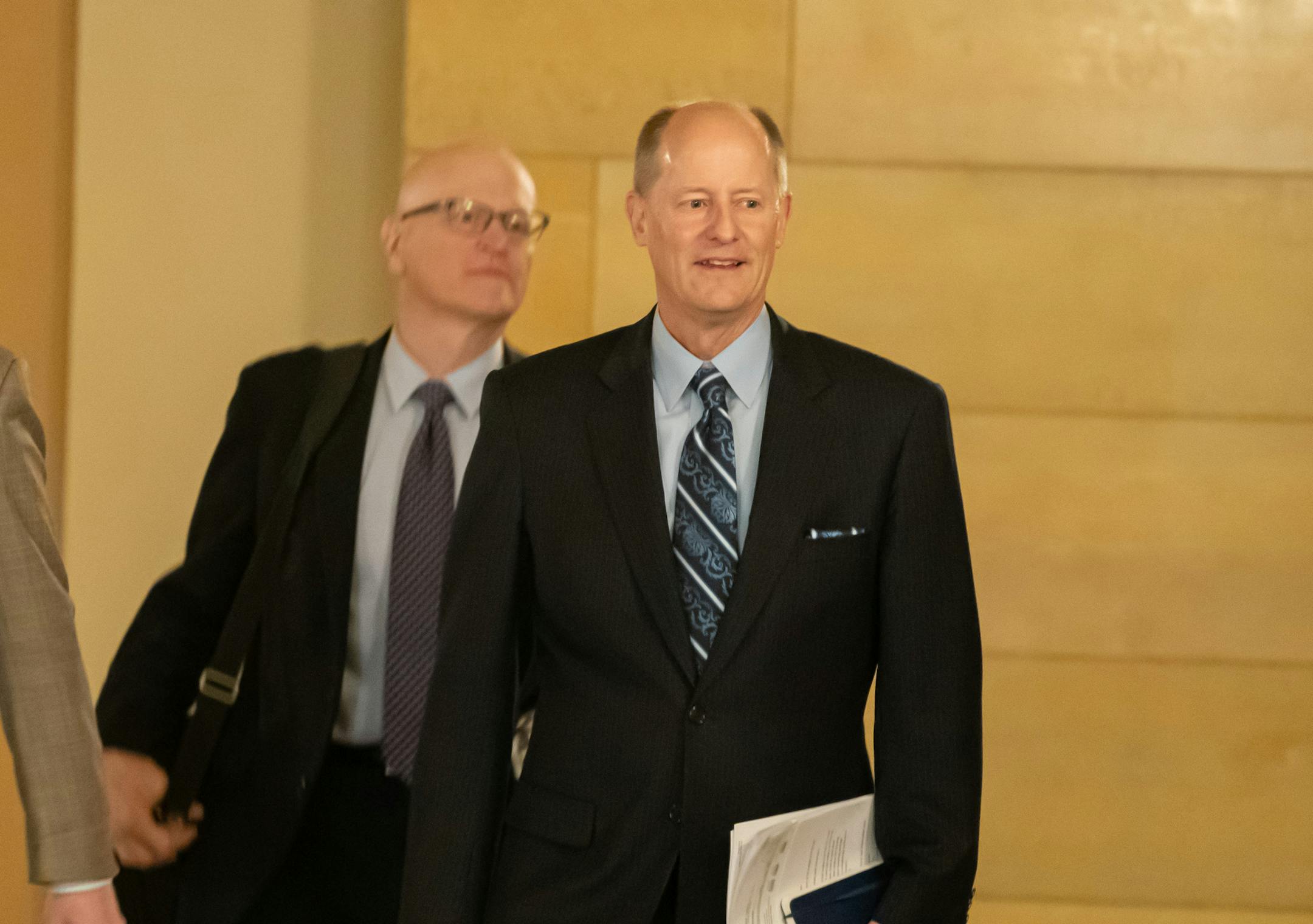 Senate Majority Leader Paul Gazelka walked toward the Governor's office for budget negotiations early Sunday afternoon.