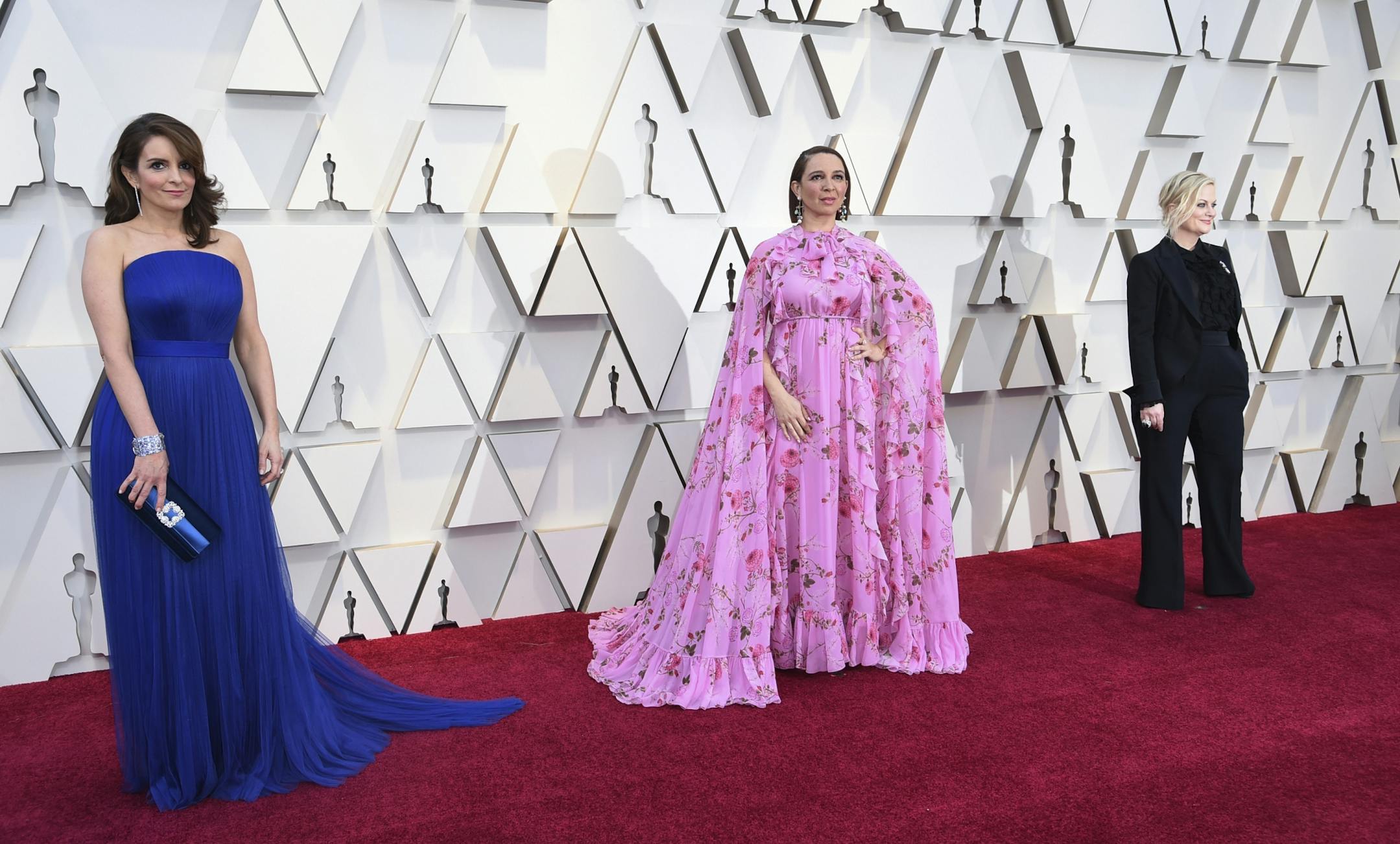 Tina Fey, from left, Maya Rudolph and Amy Poehler arrive at the Oscars on Sunday, Feb. 24, 2019, at the Dolby Theatre in Los Angeles.