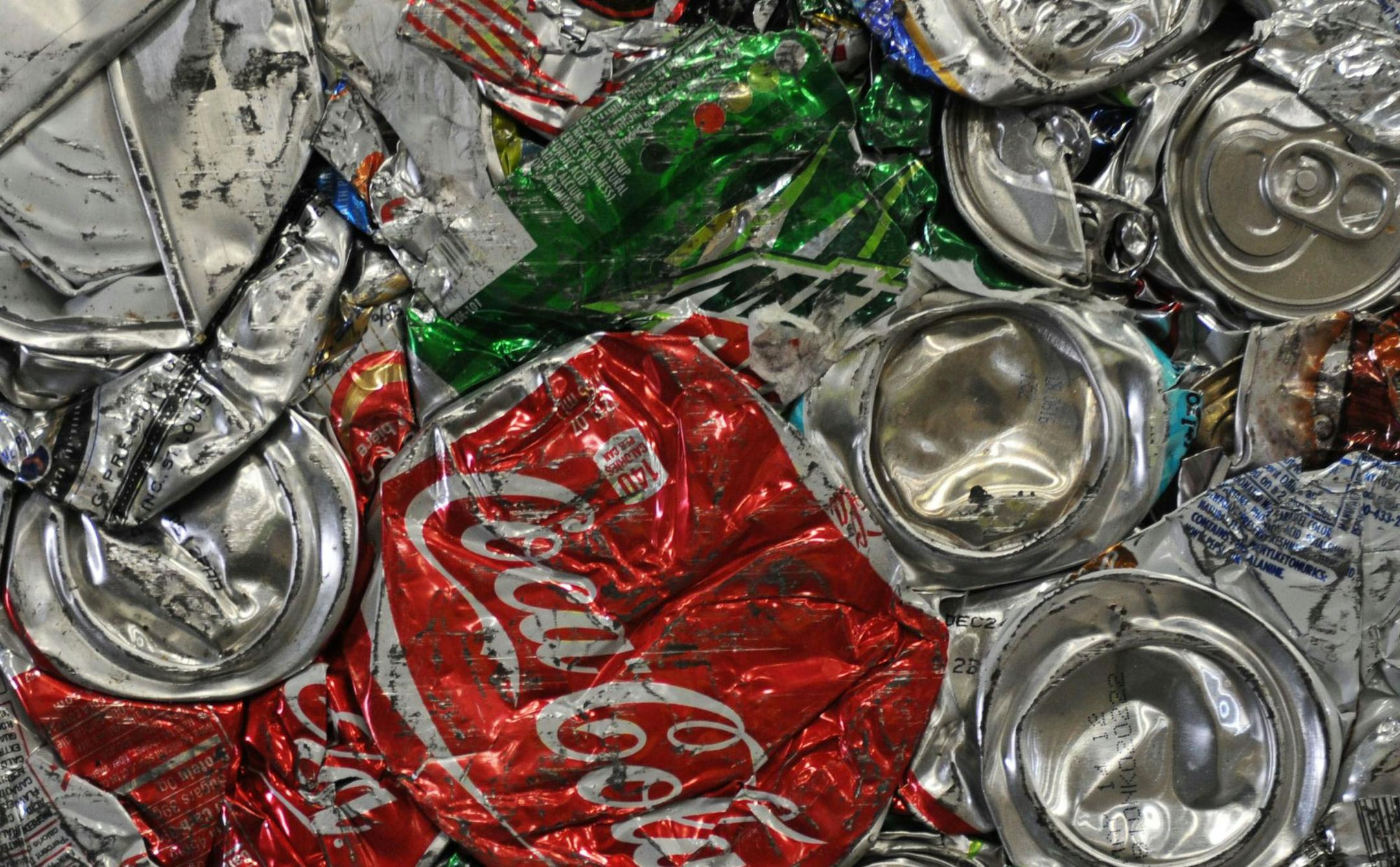 Allied Waste Services has systems in place to recycle all household waste from a single container. They process 575 tons a day from household and commercial waste and create 550 bales of recyclable material which is close to 400 tons. This detail is from a bale of recycled aluminum cans] Richard.Sennott@startribune.com Richard Sennott/Star Tribune. ,Inver Grove Heights Minn. Thursday 04/12/12) ** (cq) ORG XMIT: MIN2013022018265974