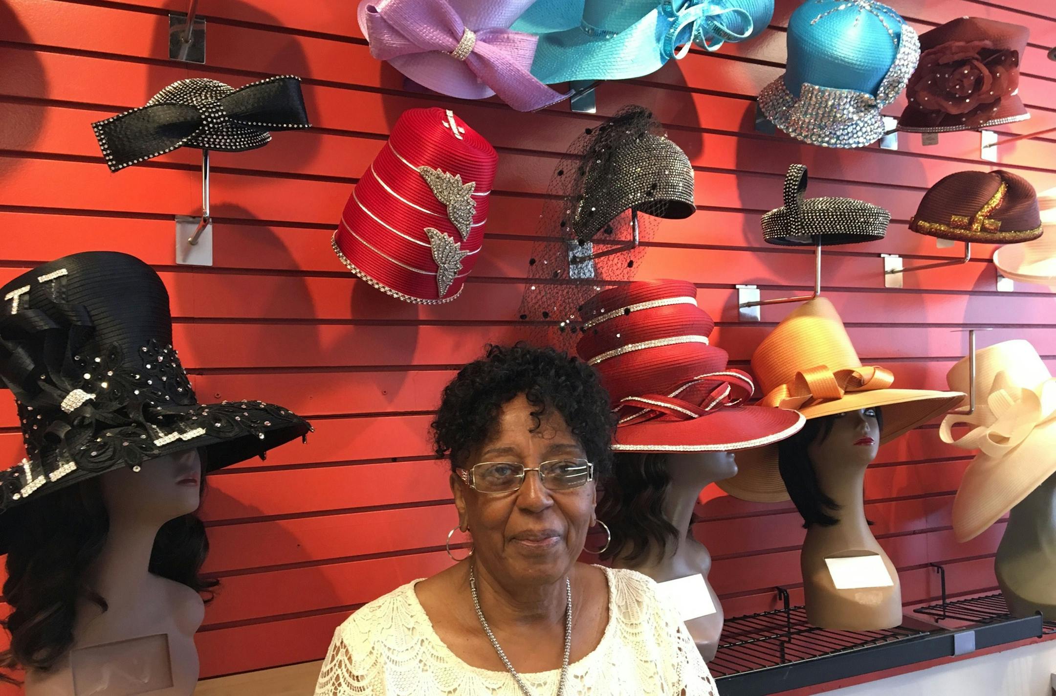 Remona Benjamin owns Four Sisters Fashion Millinery in Oak Park, Mich. (JC Reindl/Detroit Free Press/TNS) ORG XMIT: 1207657