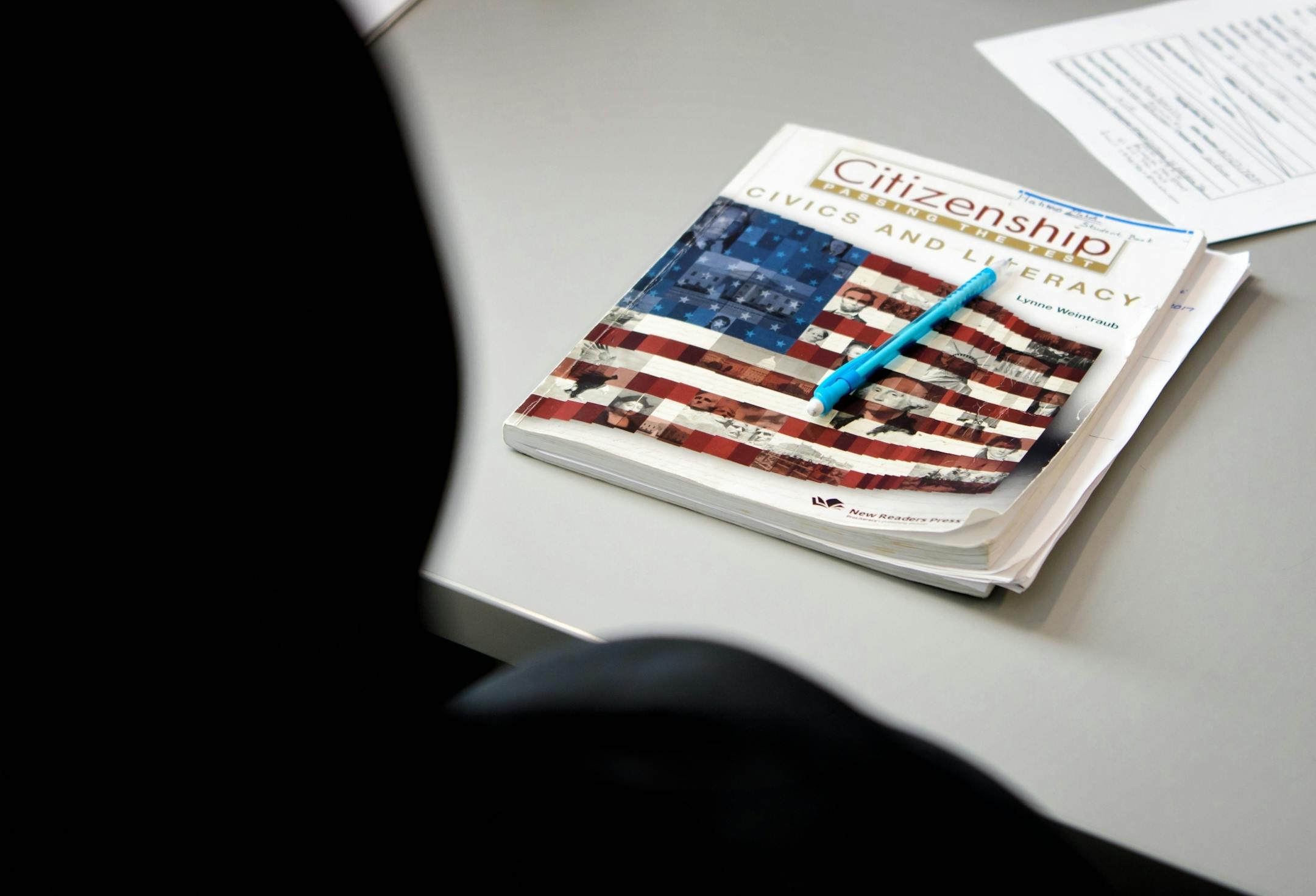 Bill Helker teaches a citizenship, using one of the Brooklyn Park libraries' eleven meeting and study rooms.
