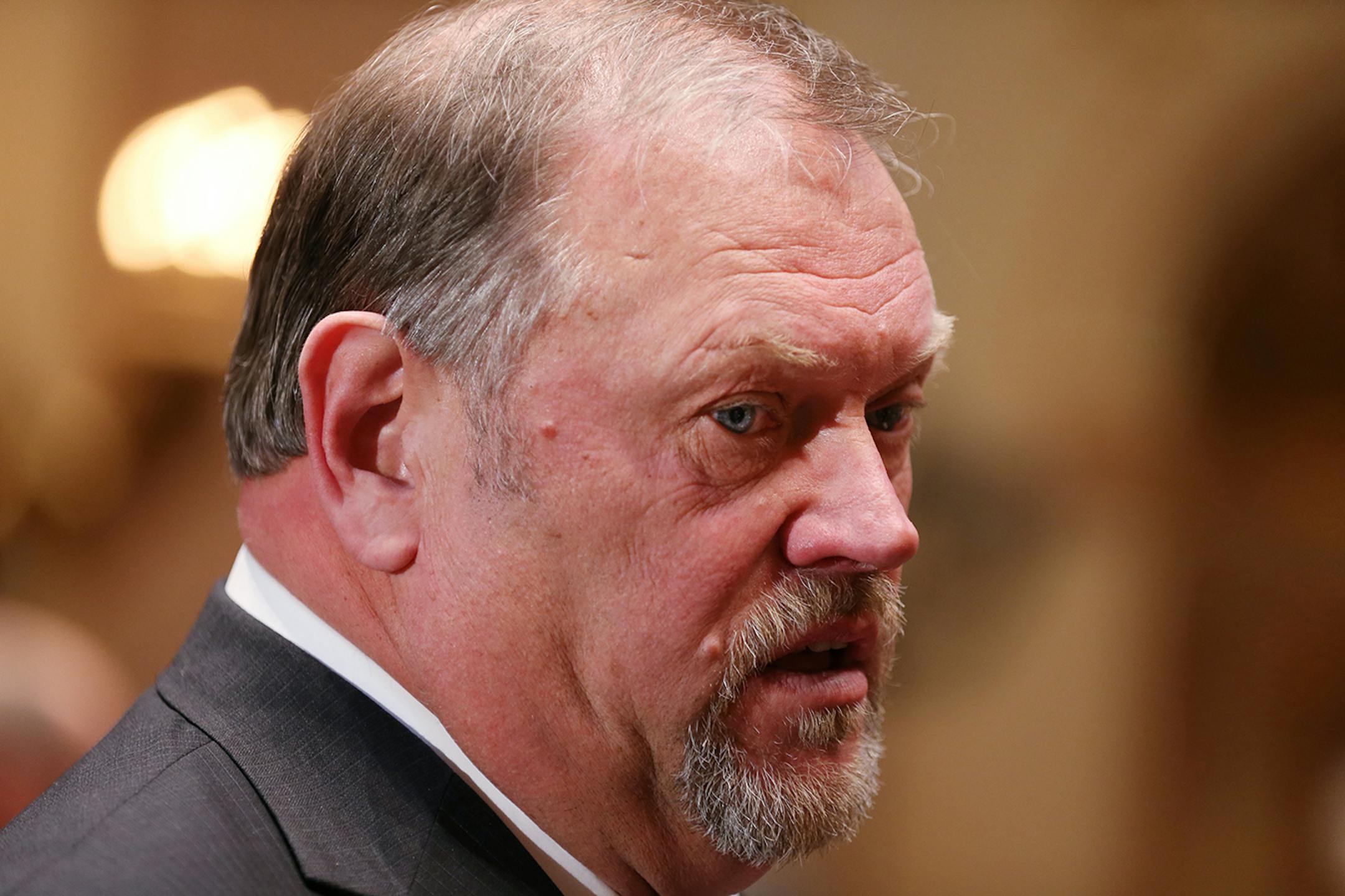 Senate Majority Leader Thomas Bakk speaks during the first meeting of the Minnesota Senate during the 89th Minnesota State Legislature at the State Capitol in St. Paul on Tuesday, January 6, 2015. ] LEILA NAVIDI leila.navidi@startribune.com /