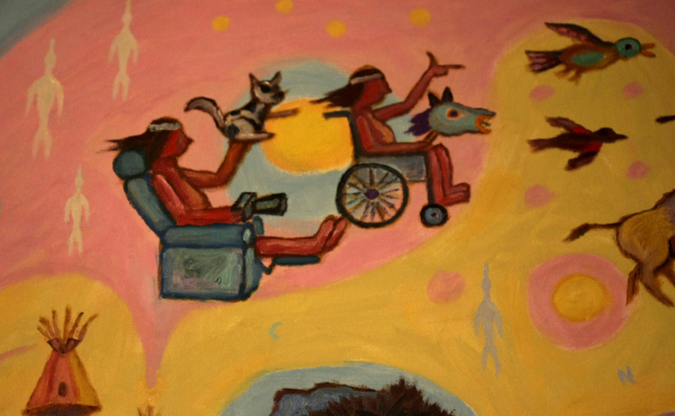 COPY OF ORIGINAL ARTWORK - by artist Jim Denomie, - detail from " The Creative Oven" 12 x 7 ft oil on cancvas- on display at the Bockley Gallery