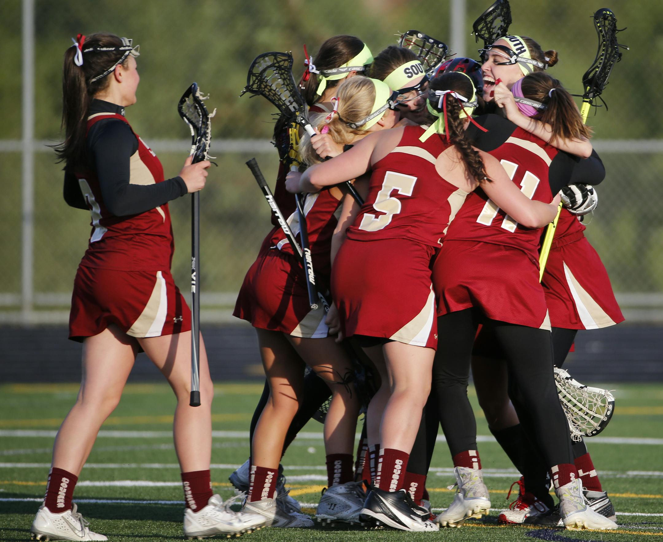 Lakeville South players celebrated their overtime victory over third-ranked Prior Lake. (Richard Tsong-Taatarii, Star Tribune)