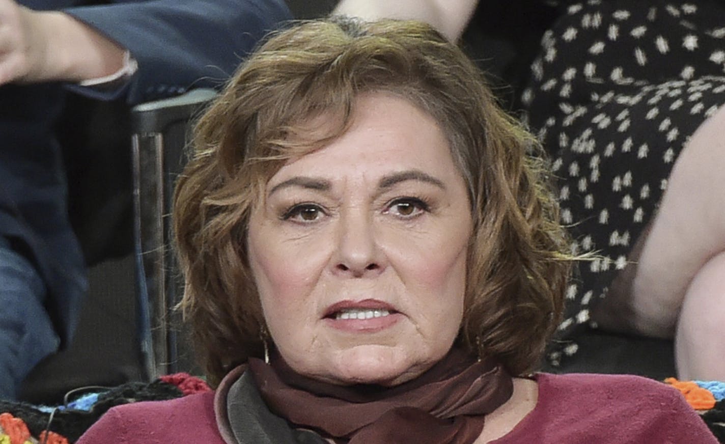 FILE - In this Jan. 8, 2018, file photo, Roseanne Barr participates in the "Roseanne" panel during the Disney/ABC Television Critics Association Winter Press Tour in Pasadena, Calif. ABC canceled its hit reboot of "Roseanne" on Tuesday, May 29, 2018, following star Roseanne Barr's racist tweet that referred to former Obama adviser Valerie Jarrett as a product of the Muslim Brotherhood and the "Planet of the Apes." (Photo by Richard Shotwell/Invision/AP, File)