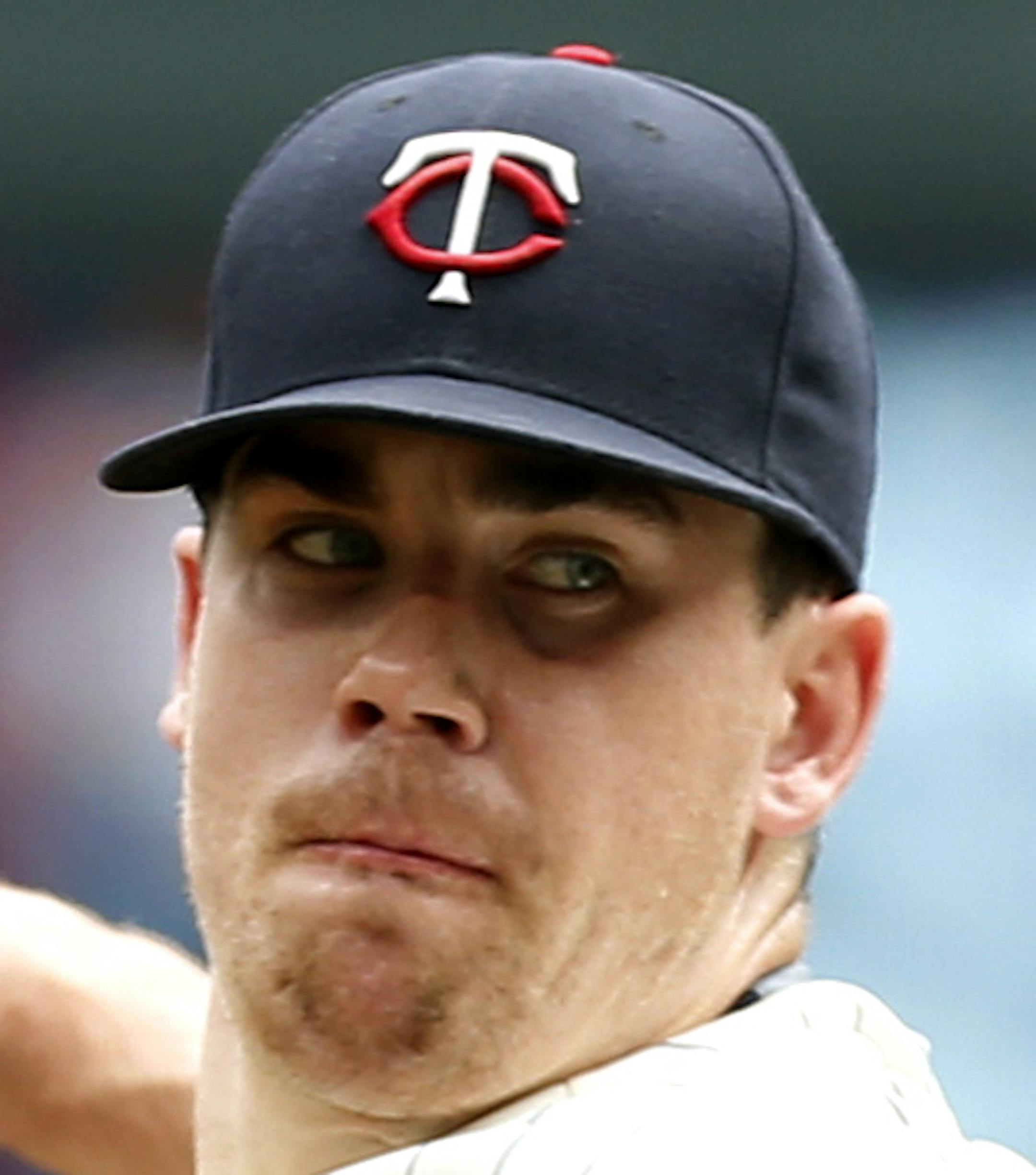 Minnesota Twins pitcher Trevor May throws against the Chicago Cubs in the first inning of a baseball game, Saturday, June 20, 2015, in Minneapolis. (AP Photo/Jim Mone) ORG XMIT: MNJM101