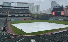 Camden Yards was soggy Tuesday as the Twins and the Baltimore Orioles were rained out.