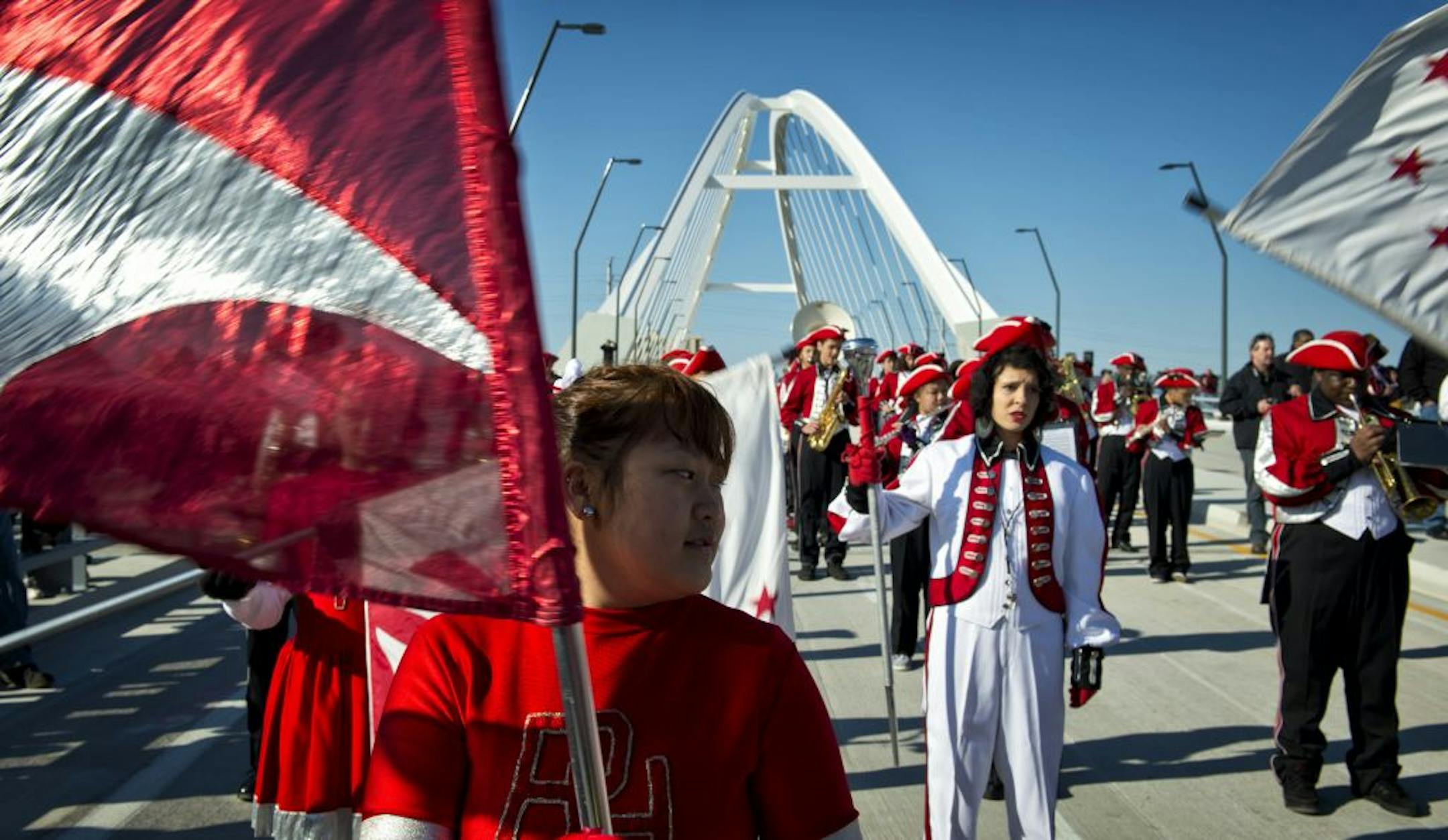 The Patrick Henry high school band helped Minneapolis celebrate the opening of the Lowry Ave. Bridge Saturday, October 27, 2012 connecting North with Northeast Minneapolis.