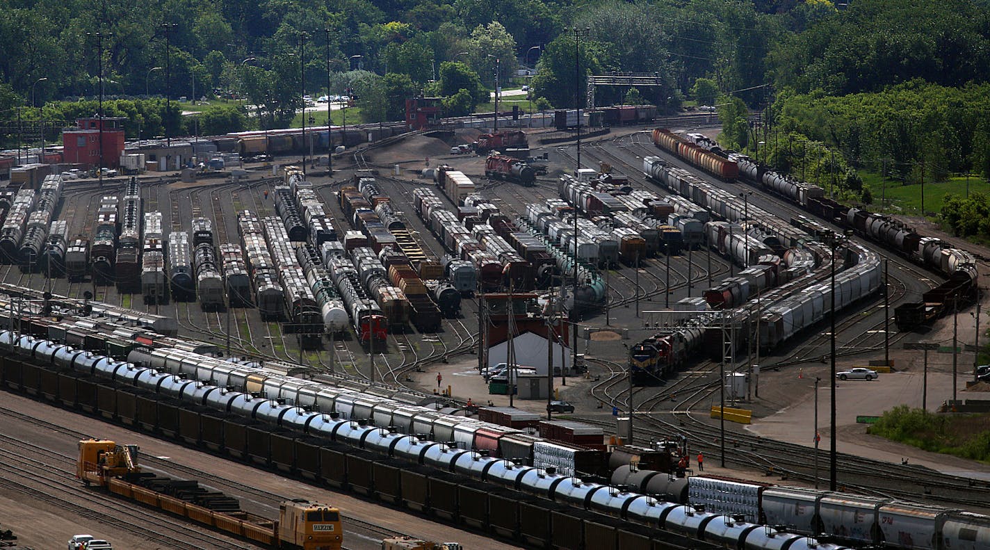 Canadian Pacific Railroad wants to expand its rail yard southeast of St. Paul to accommodate 2-mile-long trains by filling in about 7 acres of wetlands. The plan has drawn fire from environmental groups, because the area is home to endangered Balndings turtles and is across from the Pig's Eye Island Heron Rookery Scientific Area. Neighbors also oppose it. But the railroad is shifting more operations from Chicago and Canada to St. Paul. ] JIM GEHRZ &#x201a;&#xc4;&#xa2; jgehrz@startribune.com / St