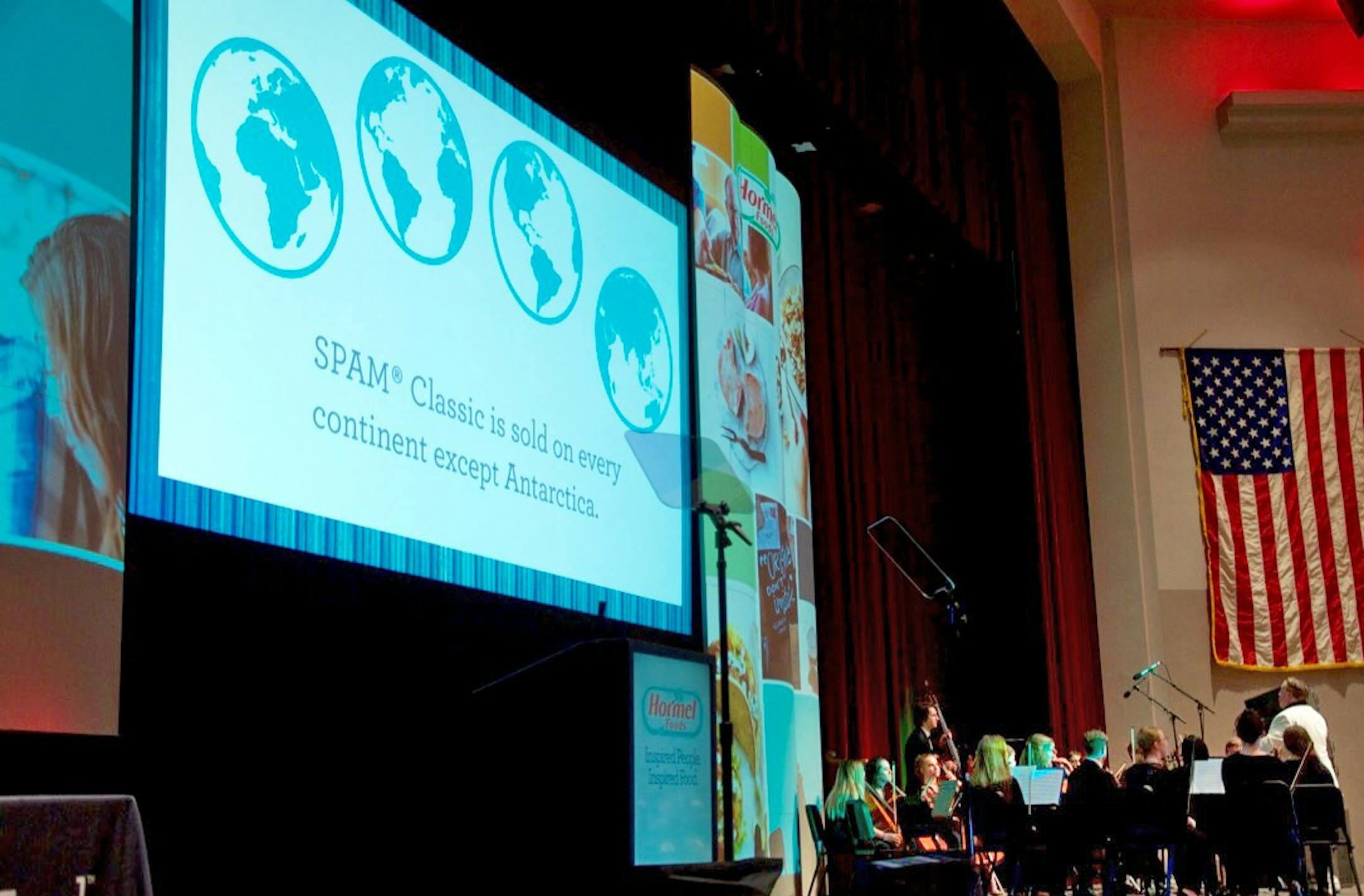 The Austin High School orchestra warms up the crowd before the Hormel Corp. annual meeting on Tuesday night. ] Kristen Painter / Star Tribune
