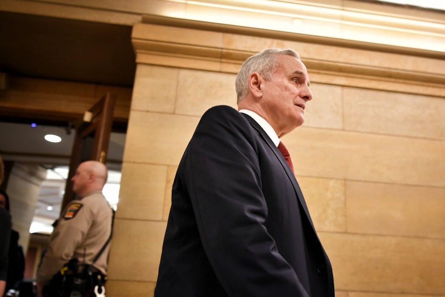 Gov. Mark Dayton left the news conference after announcing that he had prostate cancer Tuesday, a day after fainting while delivering his State of the State address.