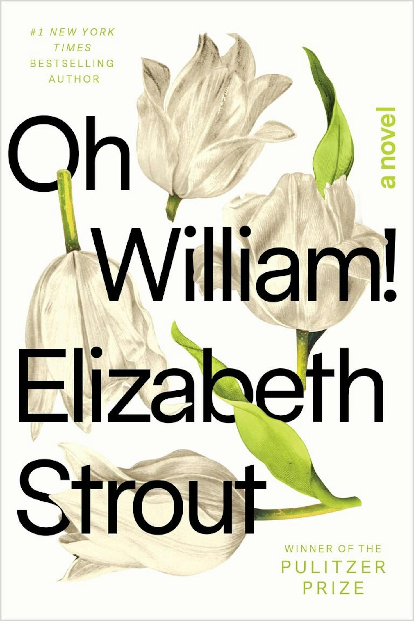 cover of Oh William features a painting of white tulips. on a white background