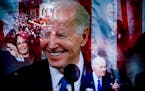 FILE — A multiple exposure image from a video broadcast in Los Angeles of President Joe Biden and Vice President Kamala Harris during the State of t
