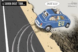 Editorial cartoon: David Horsey on the E.U.'s sharp right turn