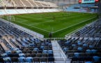 Minnesota United and Sporting KC warmed up in an empty Allianz Field before Friday night's game in St. Paul. ] aaron.lavinsky@startribune.com Minnesot