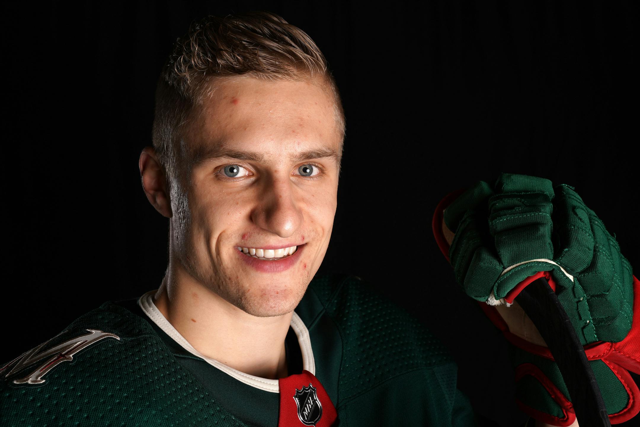 Minnesota Wild center Nico Sturm (7). ] ANTHONY SOUFFLE • anthony.souffle@startribune.com Players and team officials posed for photos and video clips during the Minnesota Wild media day Thursday, Sept. 12, 2019 at their TRIA Rink training facility in St. Paul, Minn.