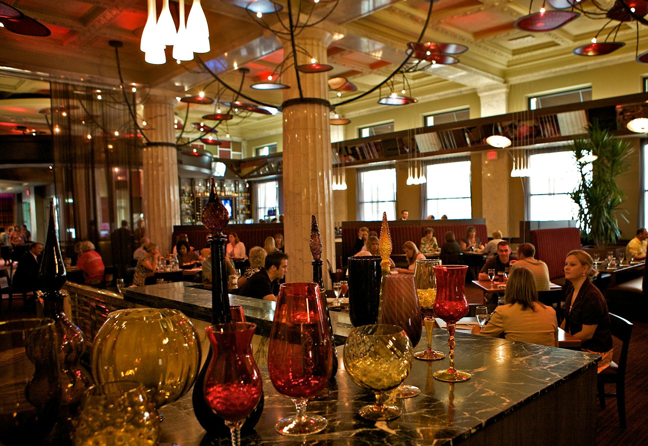 The staff at restaurant Max trained with invited guests before the next day's opening.