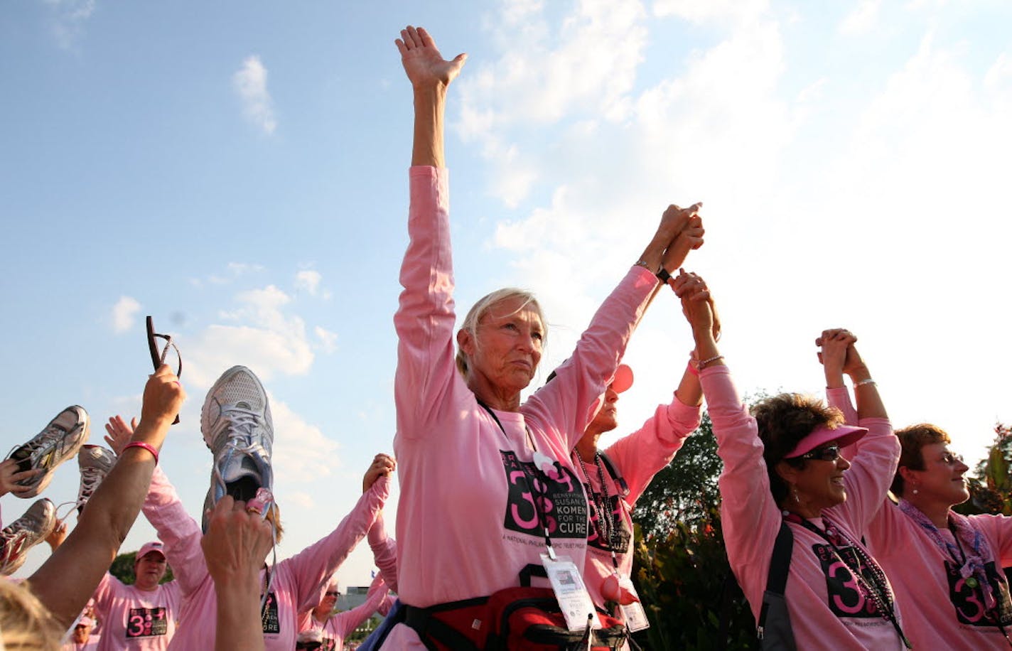 Participants in Minnesota's breast cancer three-day walk arrived at the state Capitol last month.