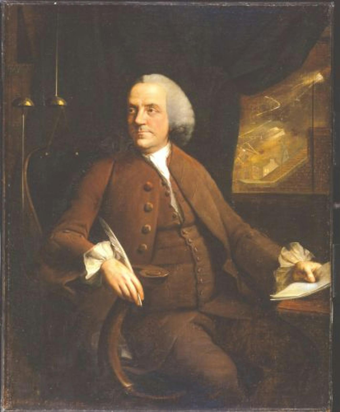 Portrait of Benjamin Franklin, Mason Chamberlin, 1762 Philadelphia Museum of Art, gift of Mr. and Mrs. Wharton Sinkler, 1956 Portrait facsimile is on display in exhibit. Photo provided by Minnesota Historical Society