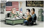 Sack cartoon: Military recruiting under Trump