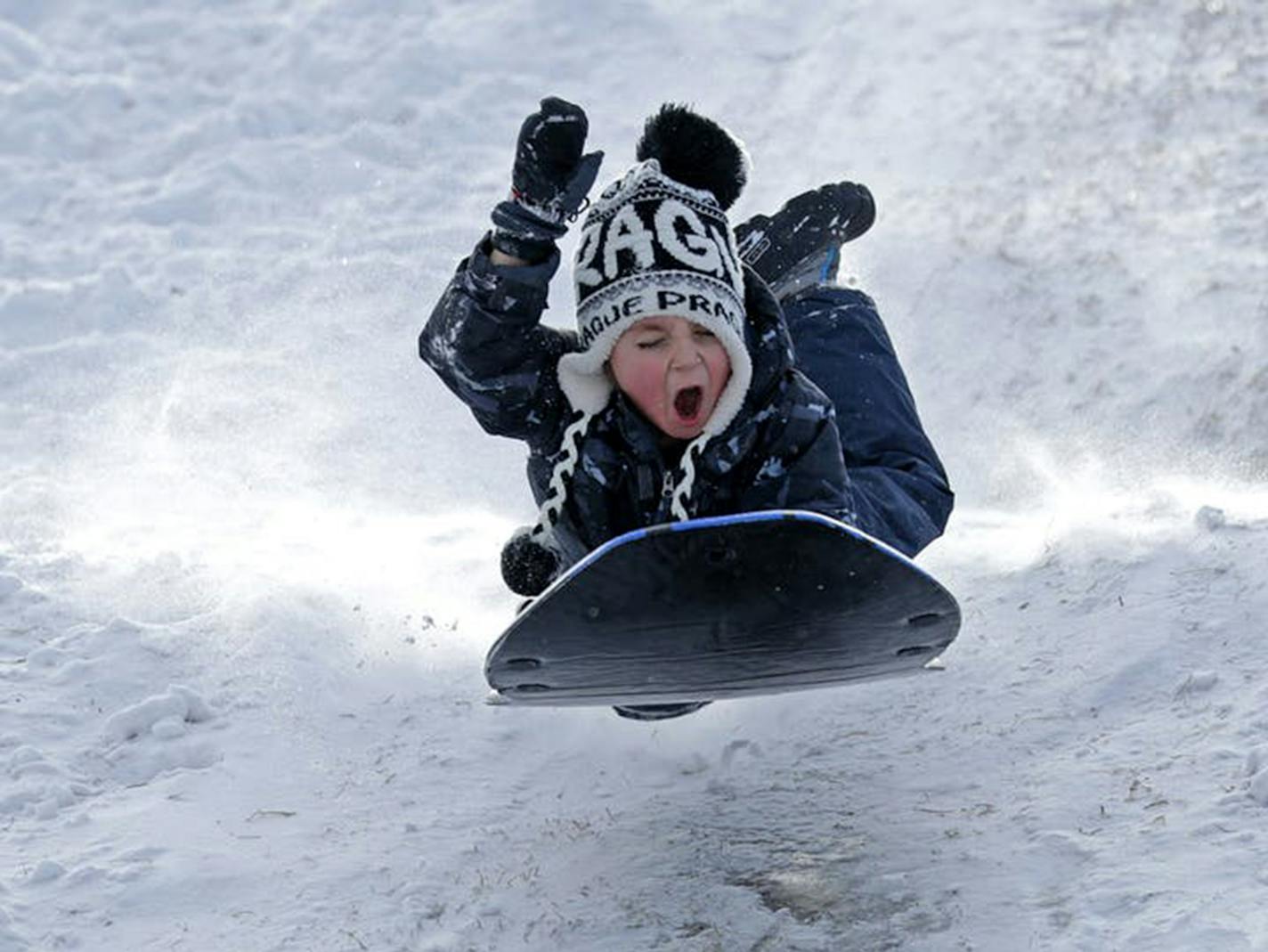 George Inz got some good air while sledding near Minnehaha Creek in Minneapolis in January 2019.