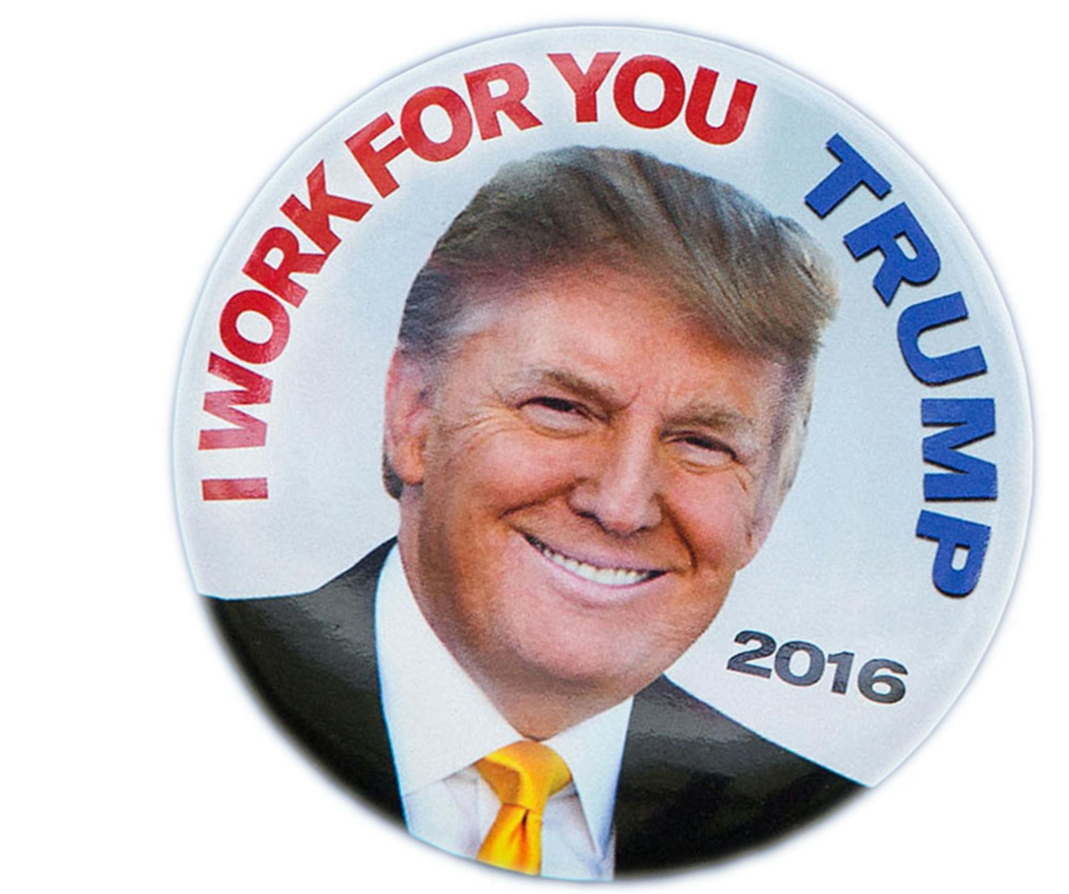 Donald trump buttons and masks for sale before the Republican presidential hopeful speaks at an event in Harrington, Del., April 22, 2016. (Damon Winter/The New York Times) -- PART OF A COLLECTION OF PHOTOS FROM THE 2016 CAMPAIGN TRAIL FOR USE AS DESIRED IN YEAREND STORIES AND RECAPS OF 2016 -- ORG XMIT: MIN2016101013461126 ORG XMIT: MIN1610101351120831